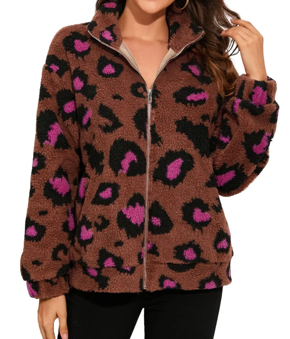 Leopard Sherpa Teddy Jacket