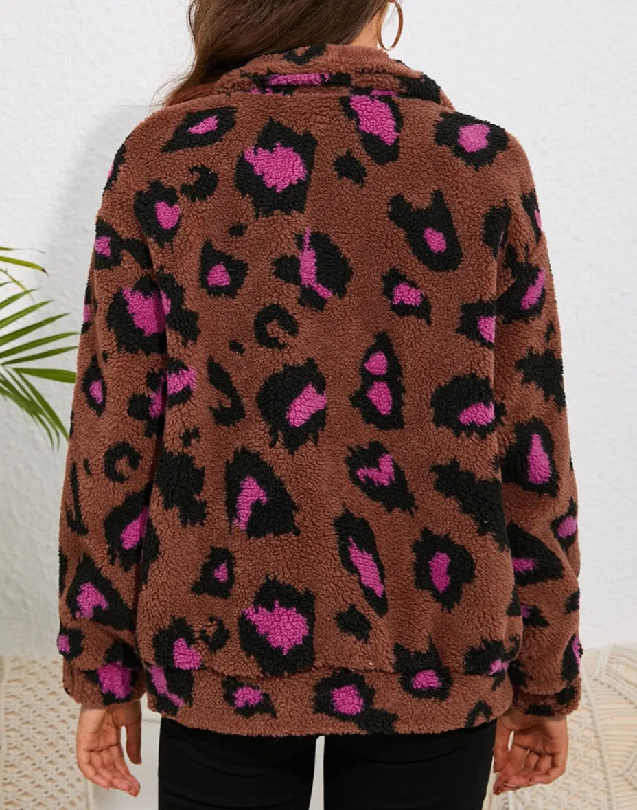 Leopard Sherpa Teddy Jacket