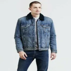 Levis Strauss & Co SHERPA TRUCKER JACKET Men’s -  LIGHT DENIM BLUE/NAVY