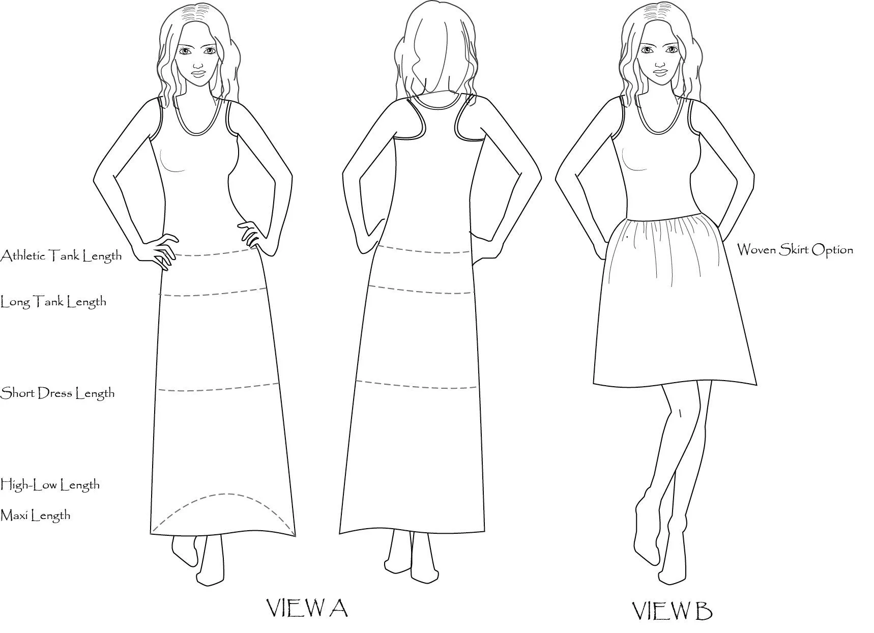 Lille Racerback Tank or Dress PDF Sewing Pattern in XXS to 3XL