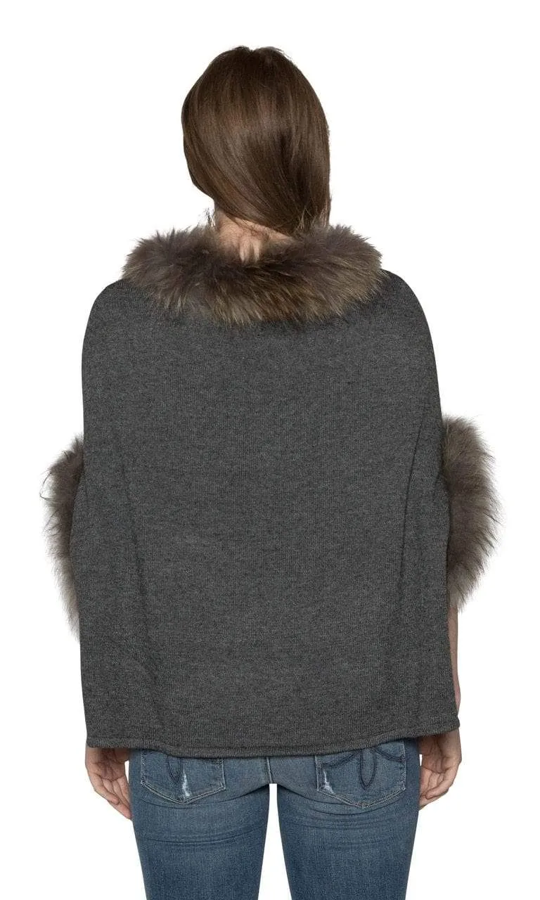 Love Token Walton Genuine Fur Trim Dolman Sleeve Sweater