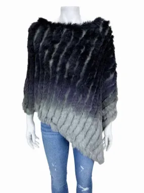 Love Token, Women's Genuine Fur Poncho, Black/Grey, Size M