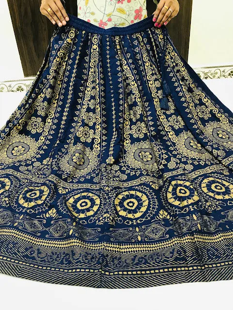 Lovely Navy Blue Color Rayon Skirt For Women