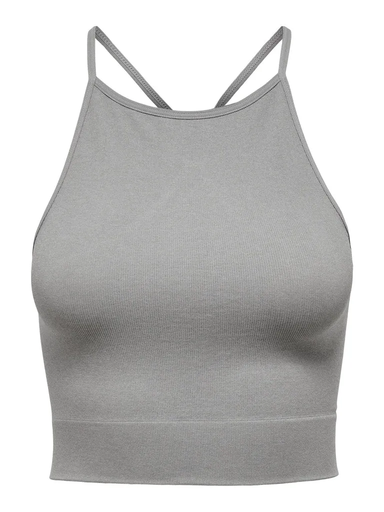 Lucy Seamless Highneck Top - Grey