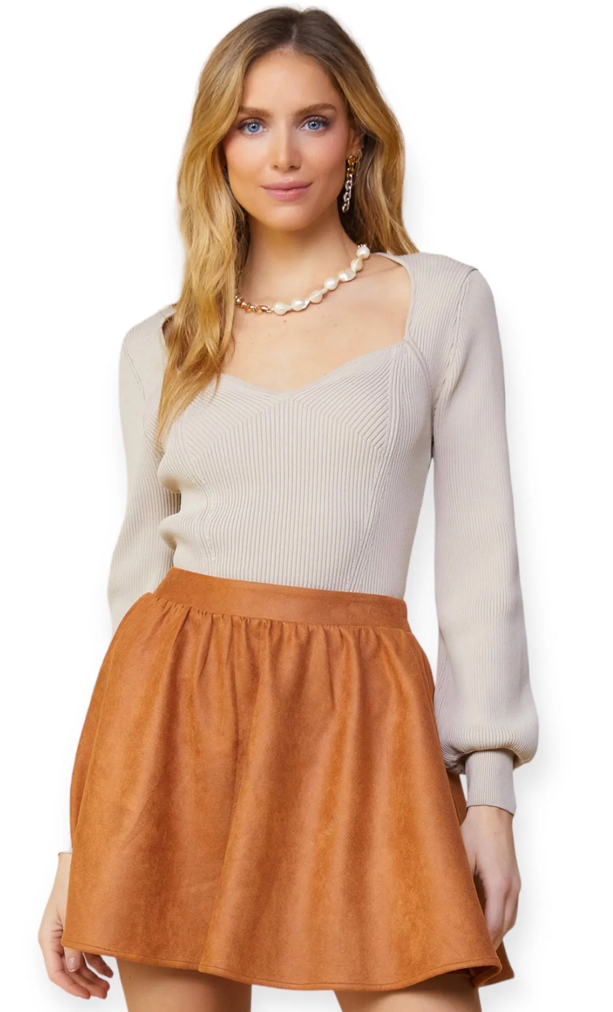 Madison's Sweetheart Neckline Sweater Top