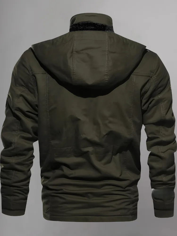 Men's Jacket-Casual Winter Cotton Military Jacket Thicken Hooded Cargo Coat