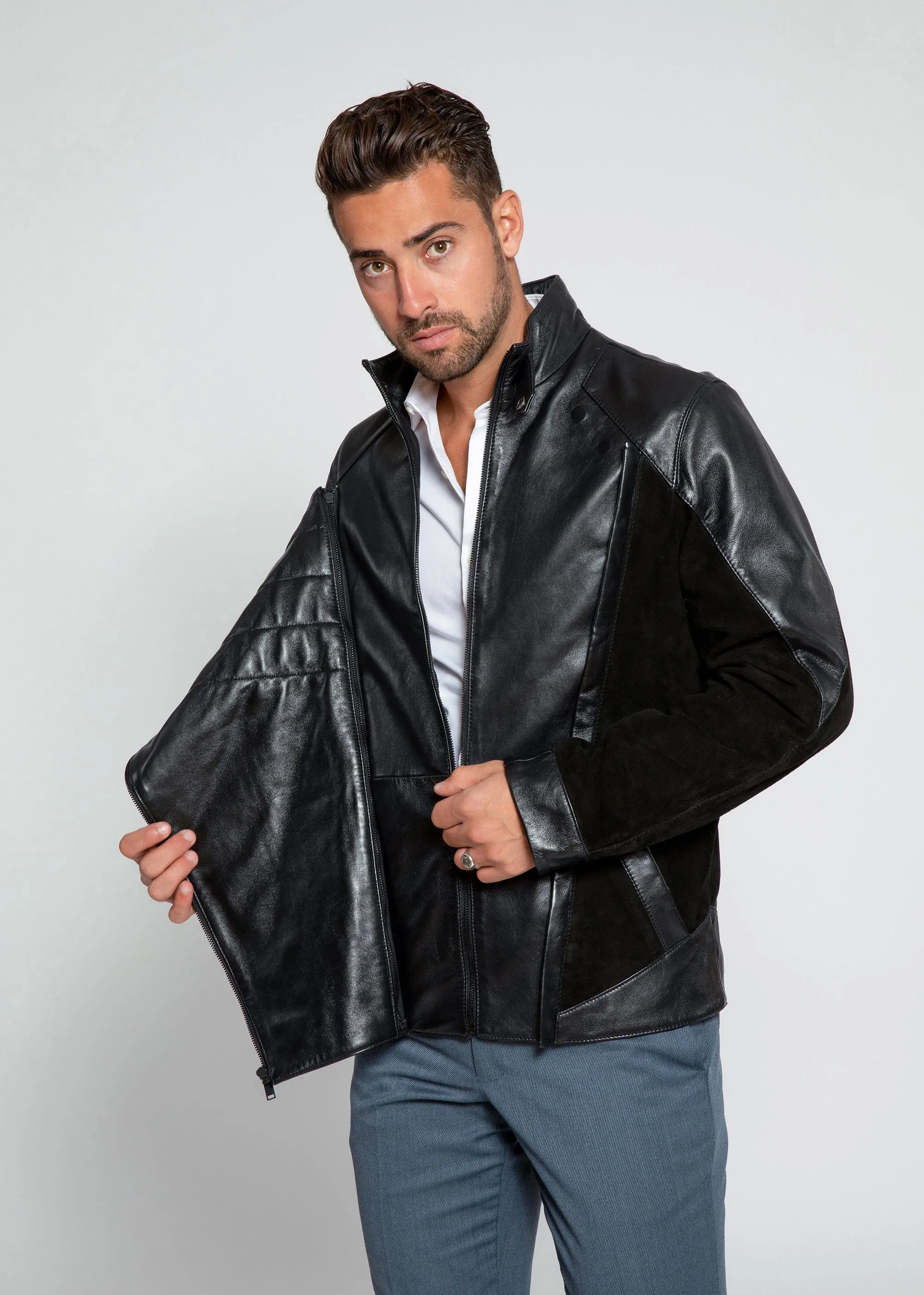 Men's Liam Dual Panel Leather Suede Jacket