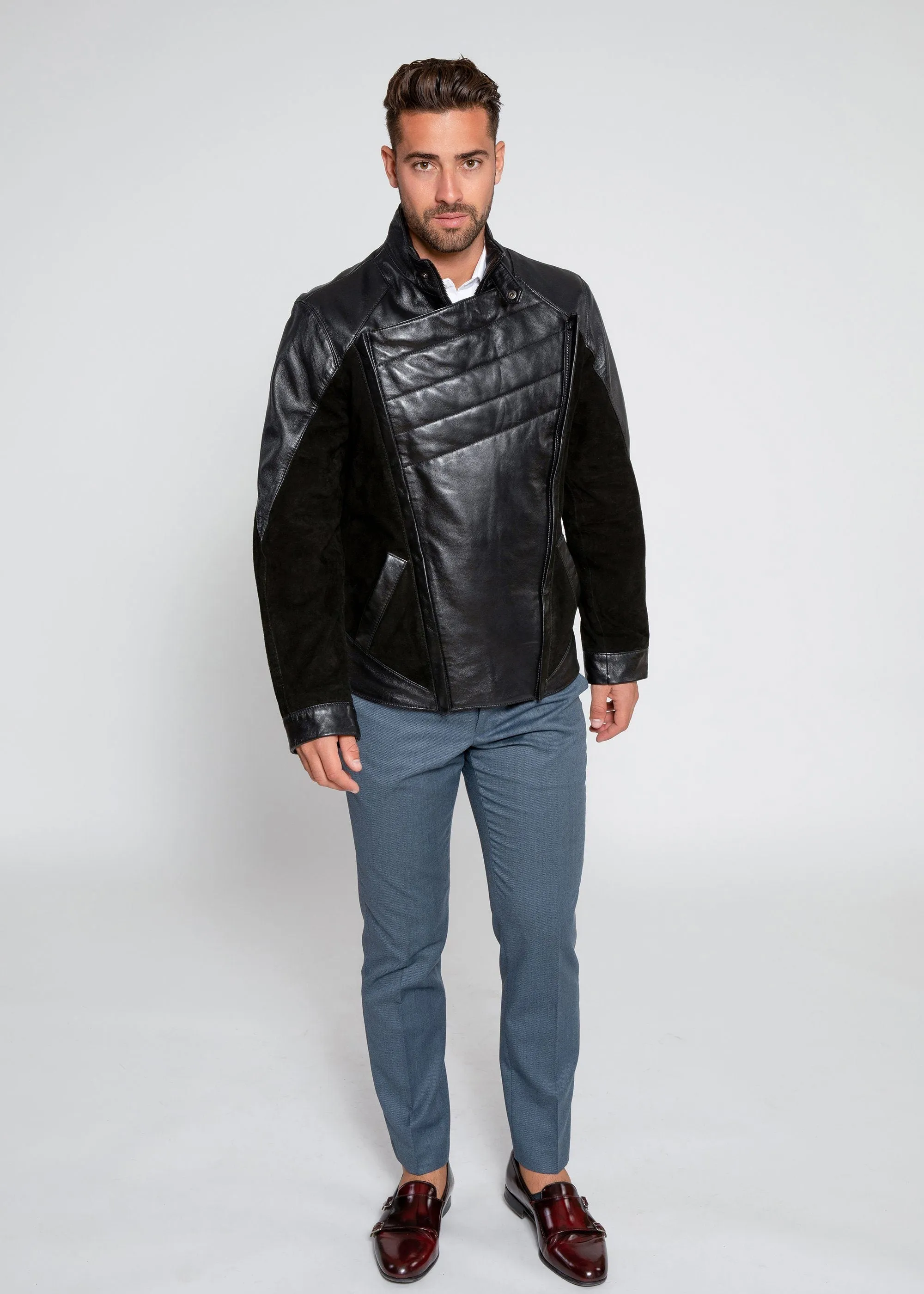 Men's Liam Dual Panel Leather Suede Jacket