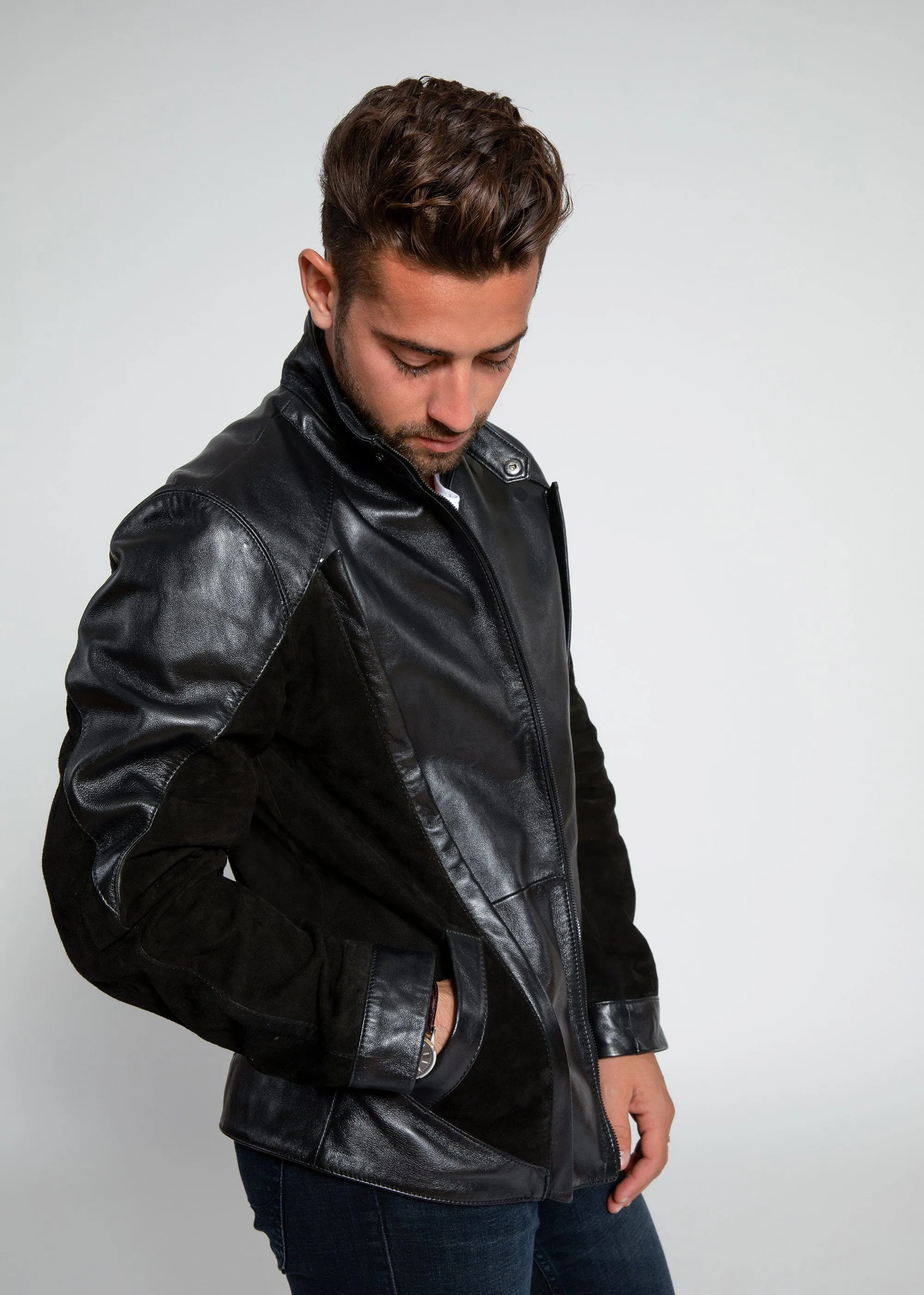 Men's Liam Dual Panel Leather Suede Jacket