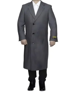 Mens Overcoat - Topcoat For Men - Winter Fabric - Three Button Full Length Wool Herringbone Ankle length Gray Overcoat ~ Long men's Dress Topcoat - Winter coat