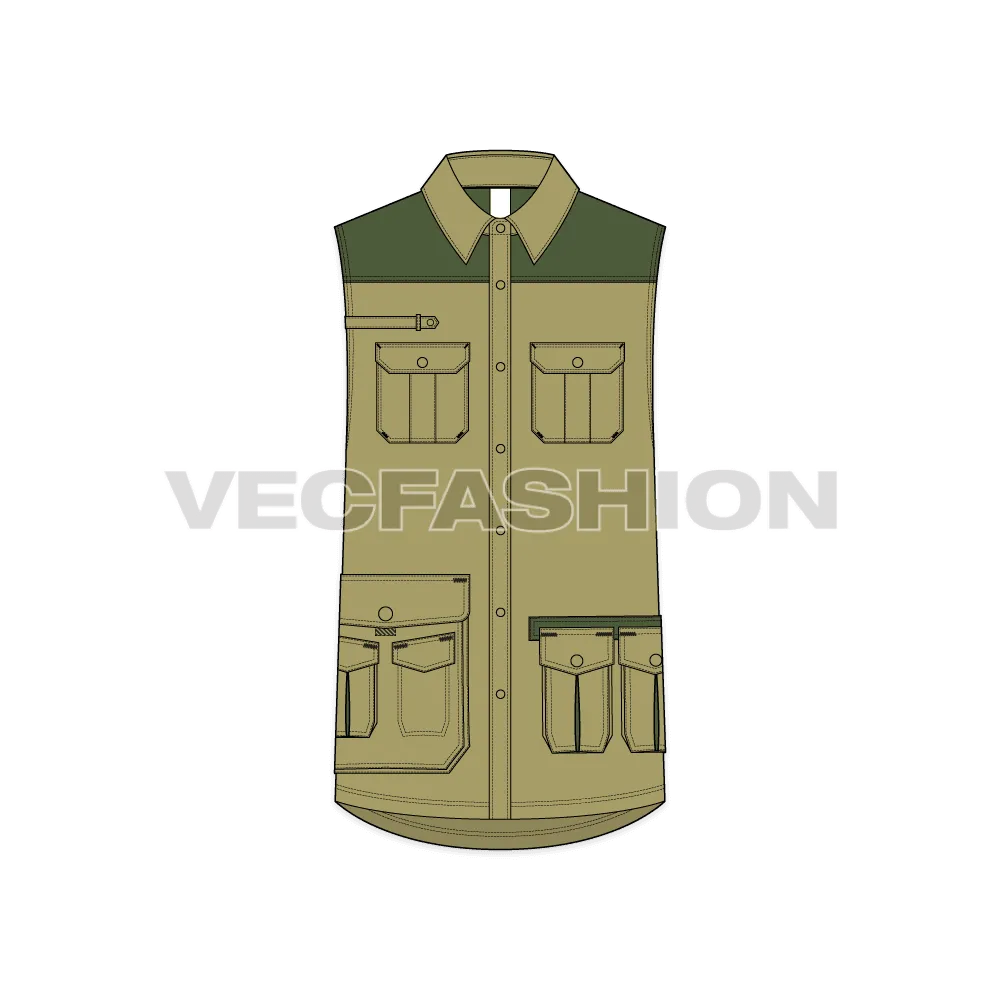 Mens Safari Vest Shirt