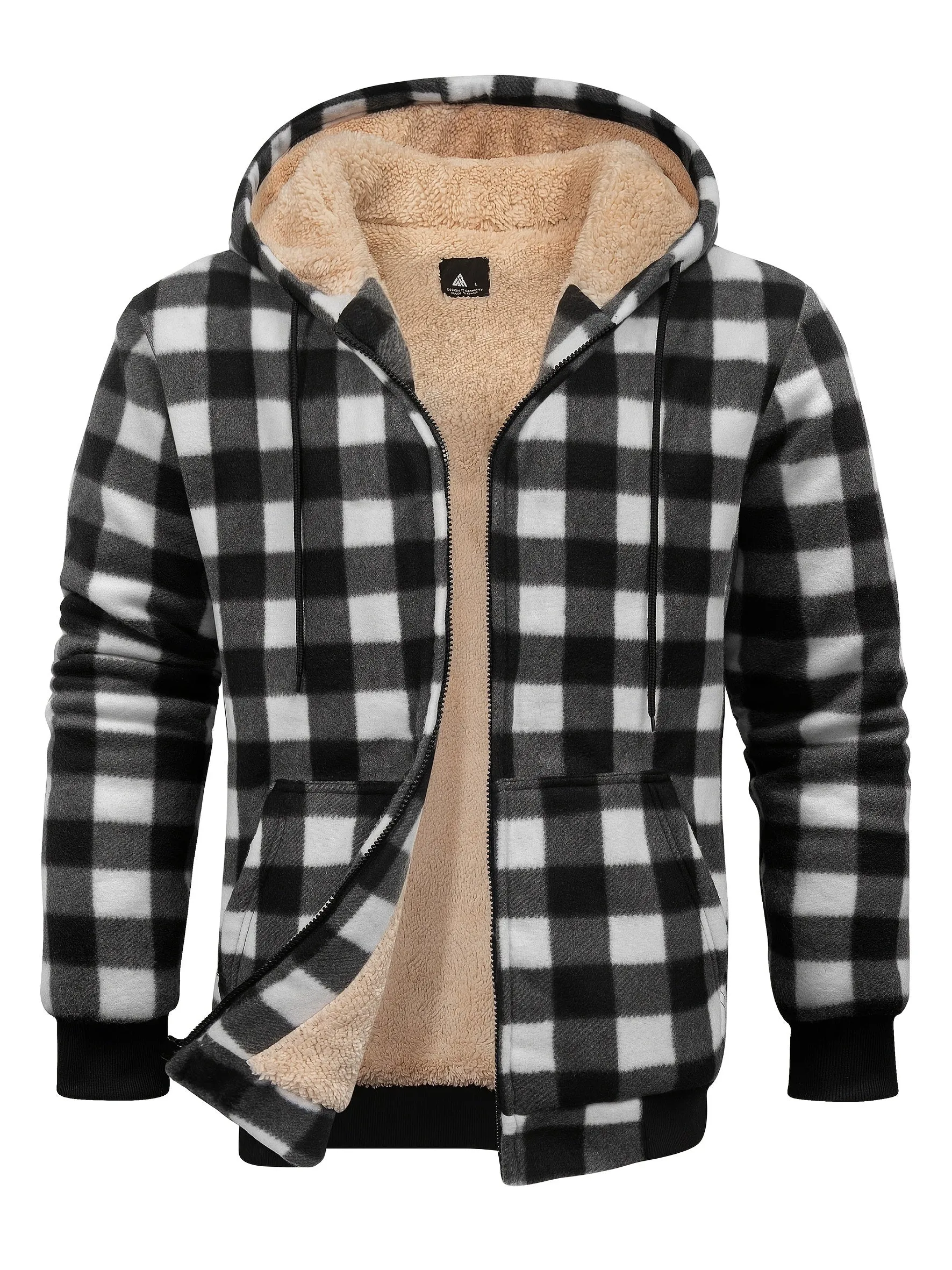 Mens SherpaLined Plaid Fleece Jacket Warm Casual and Stylish