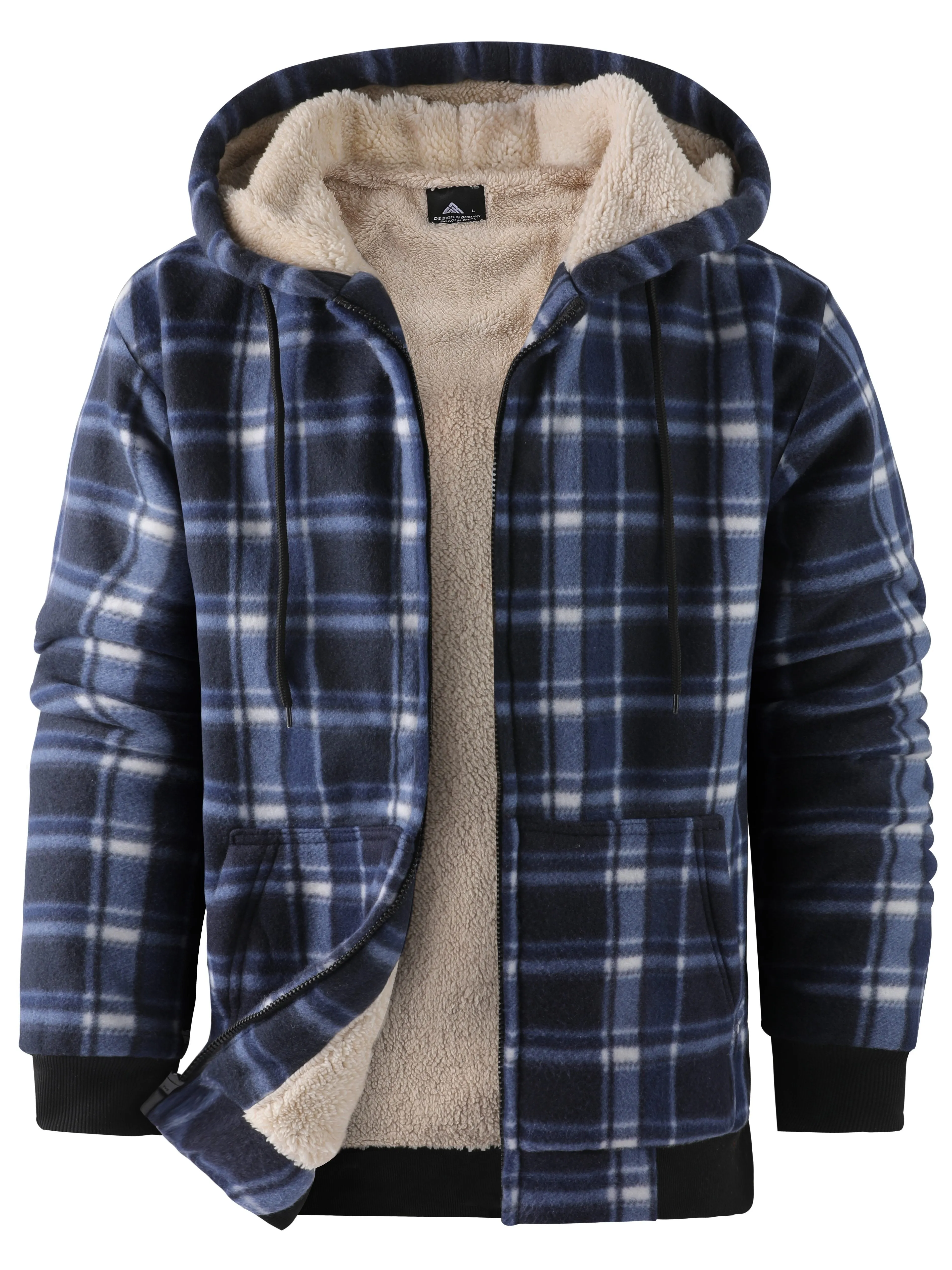 Mens SherpaLined Plaid Fleece Jacket Warm Casual and Stylish