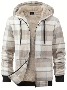 Mens SherpaLined Plaid Fleece Jacket Warm Casual and Stylish