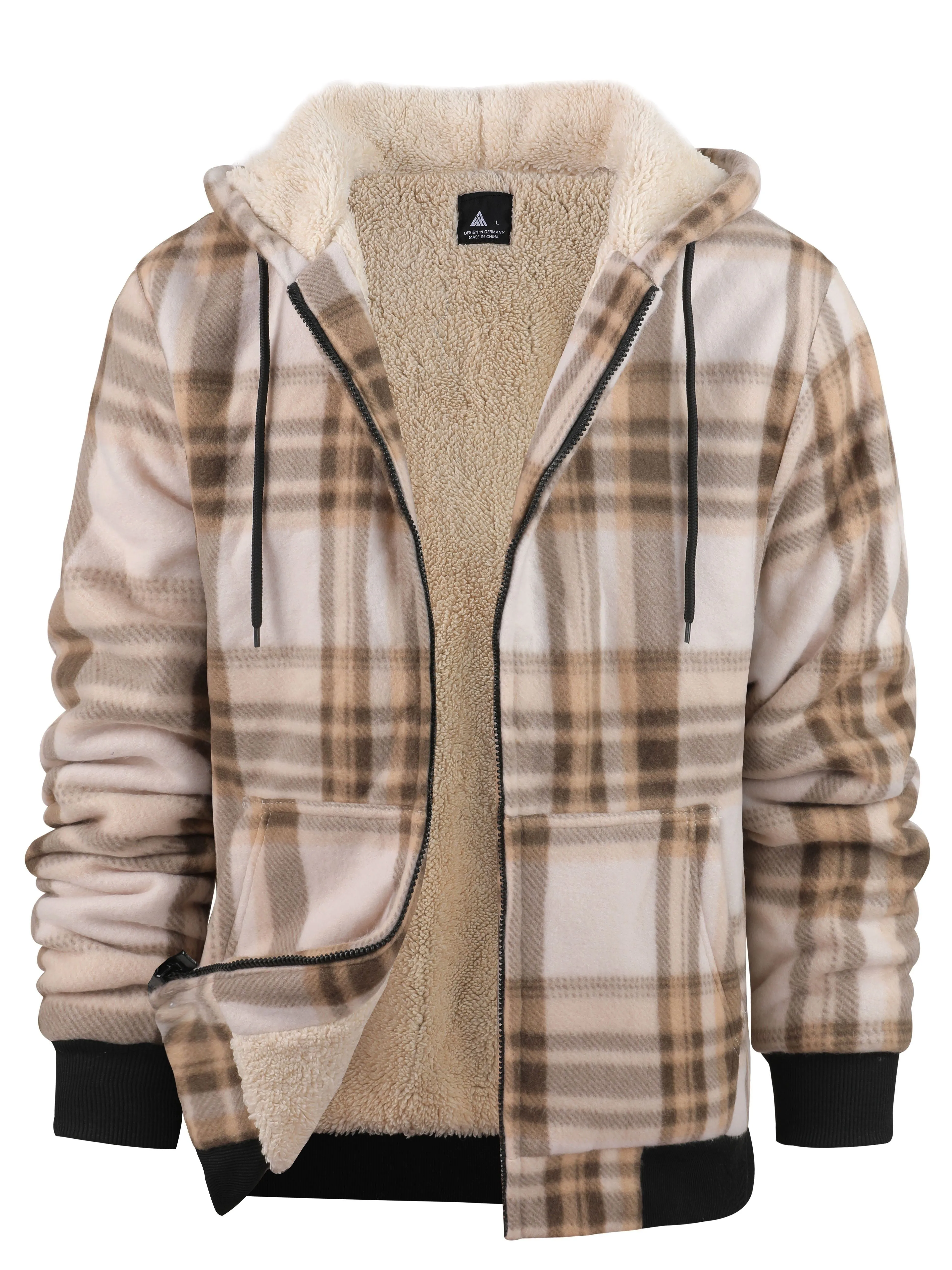 Mens SherpaLined Plaid Fleece Jacket Warm Casual and Stylish