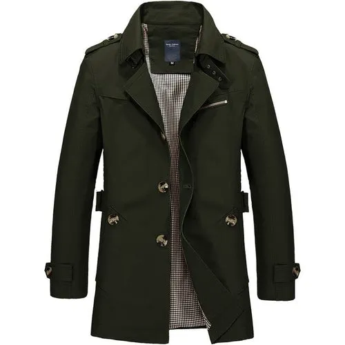 Men's Windbreaker Notch Lapel Single Breasted Jacket Coat