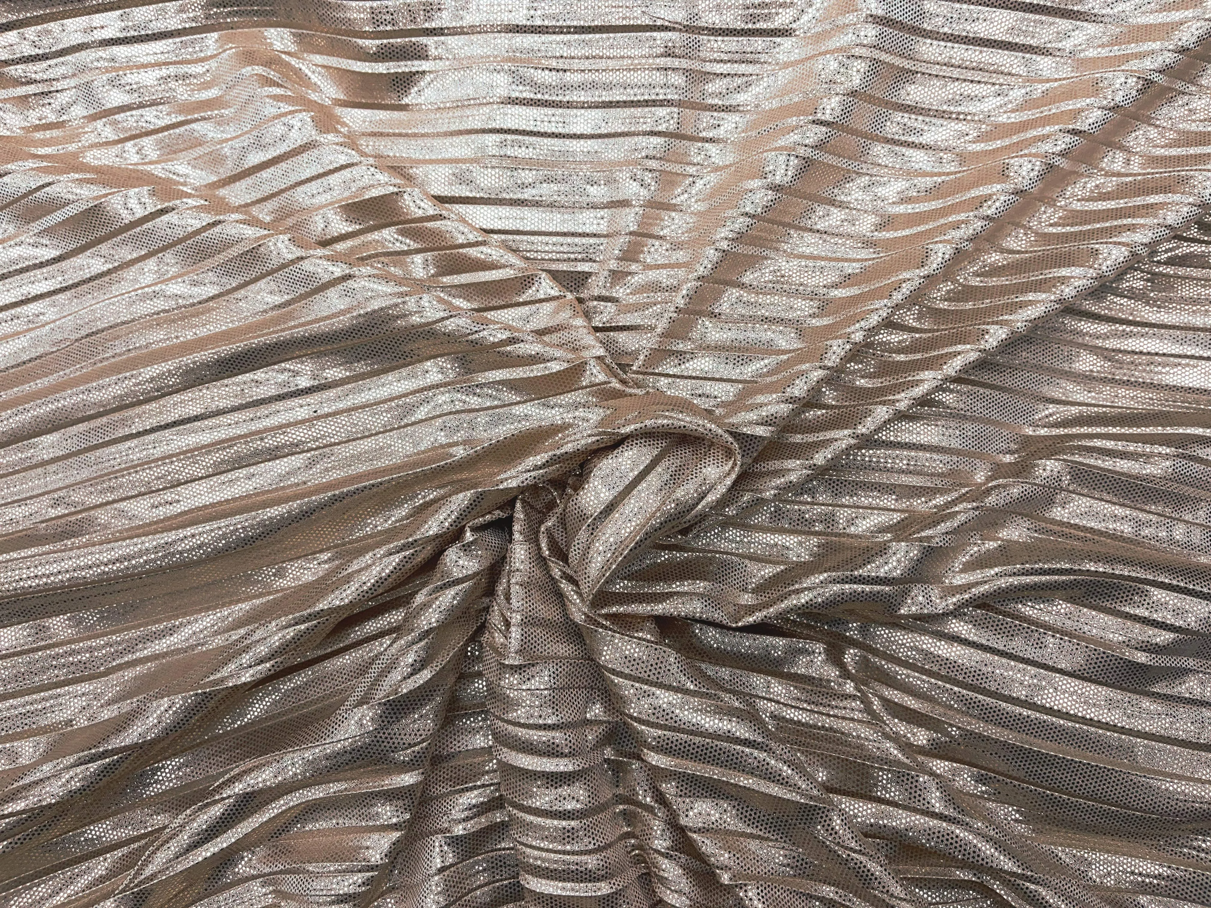 Metallic Pleated Jersey Knit Fabric