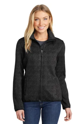 MGH/MGB Port Authority Ladies Sweater Fleece Jacket  Black Small