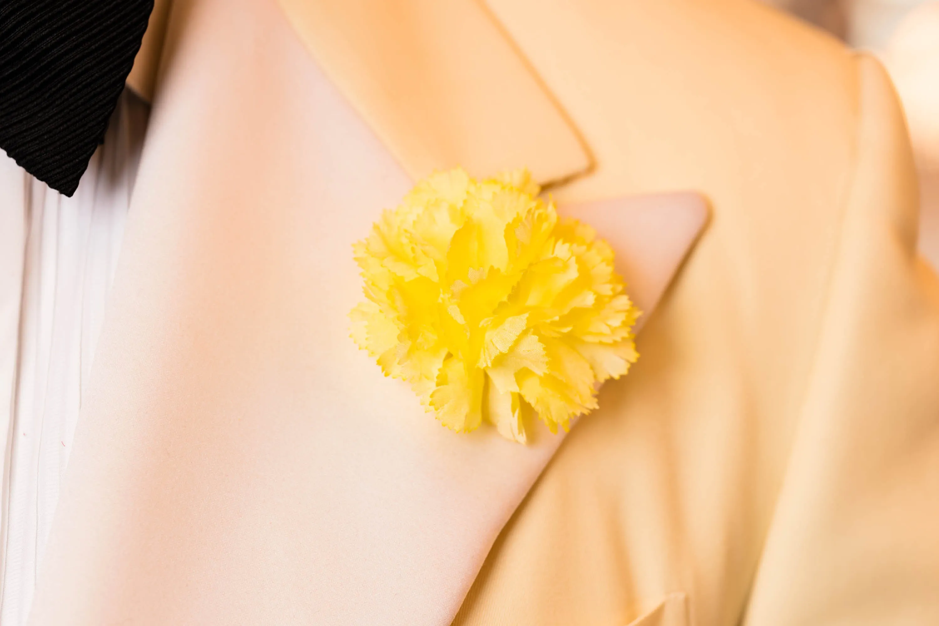 Mini Bright Yellow Carnation Silk Boutonnière Flower