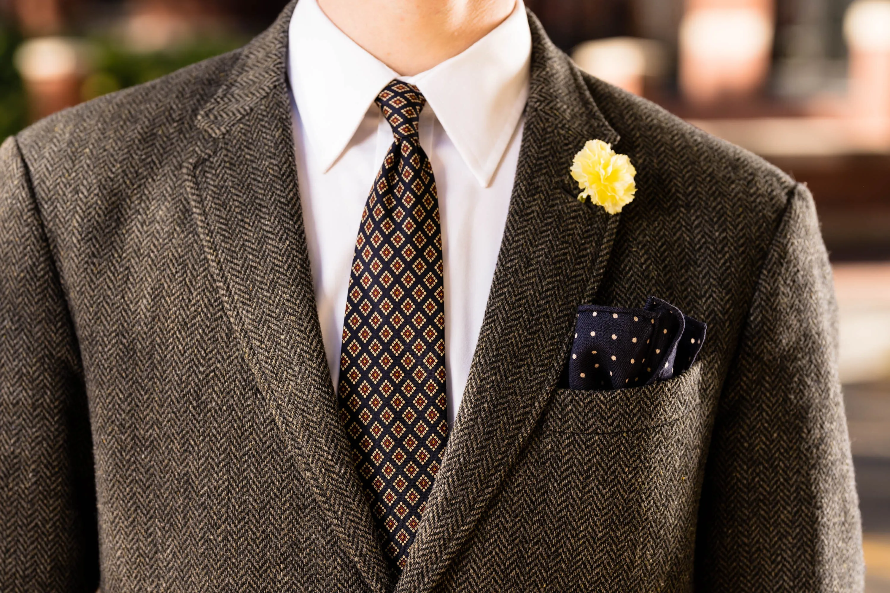 Mini Bright Yellow Carnation Silk Boutonnière Flower