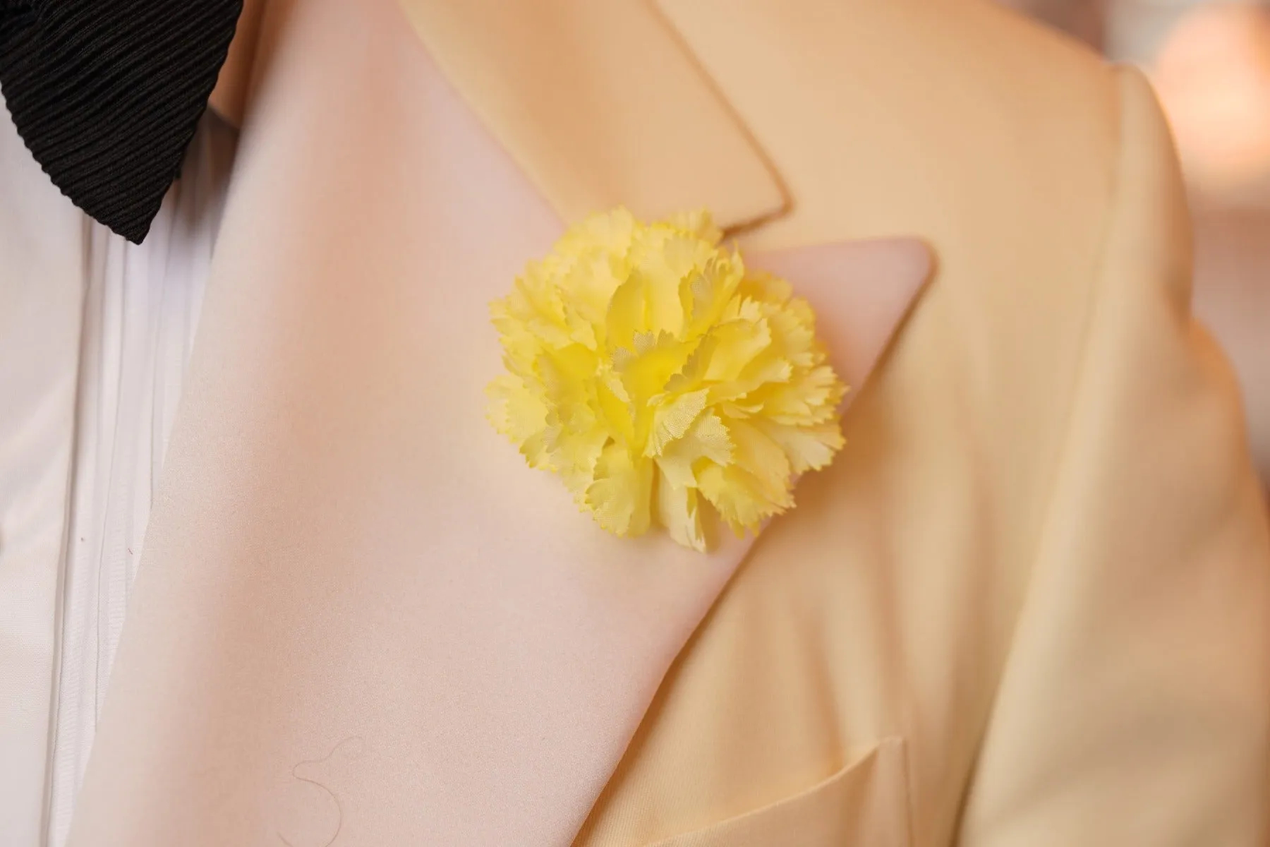 Mini Bright Yellow Carnation Silk Boutonnière Flower