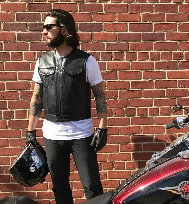 MKL - Carlo Men's Leather Motorcycle Vest