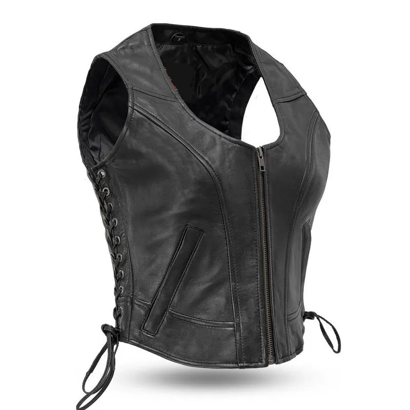 MKL - Zesty Women's Motor Style Leather Vest