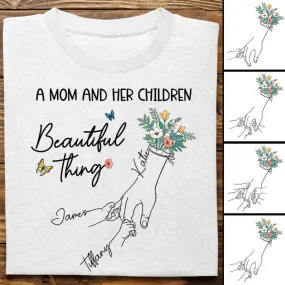 Mother - A Mom And Her Children - Personalized Custom Unisex T-shirt, Sweatshirt (HJ)