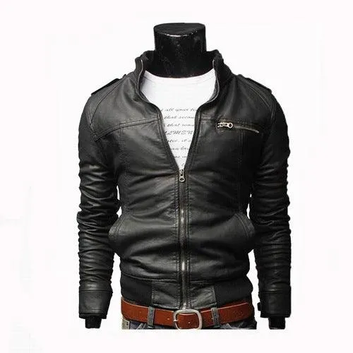 Motorcycle Leather Jacket And Carat Chain For Men