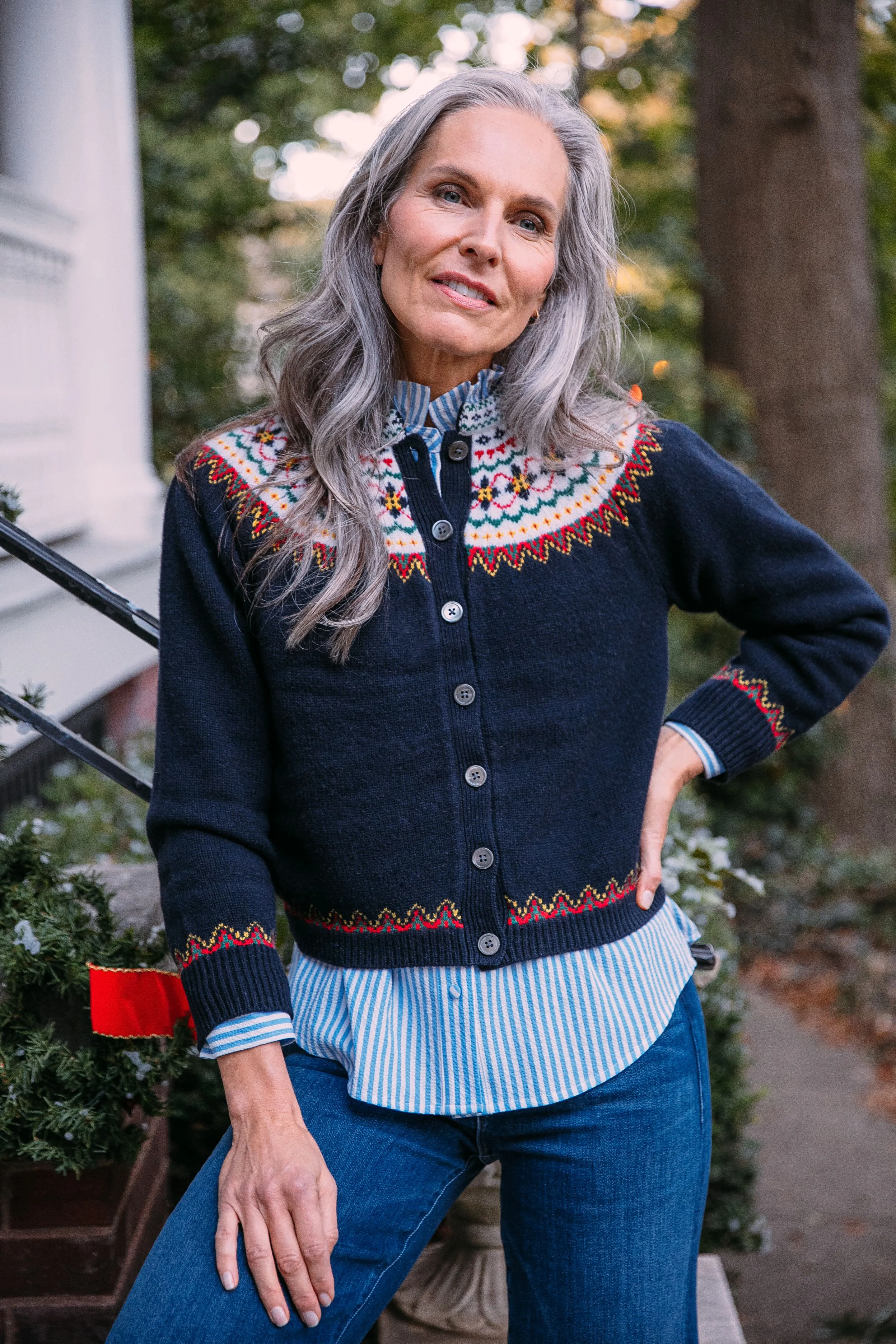 Navy Multi Hilde Fair Isle Cardigan