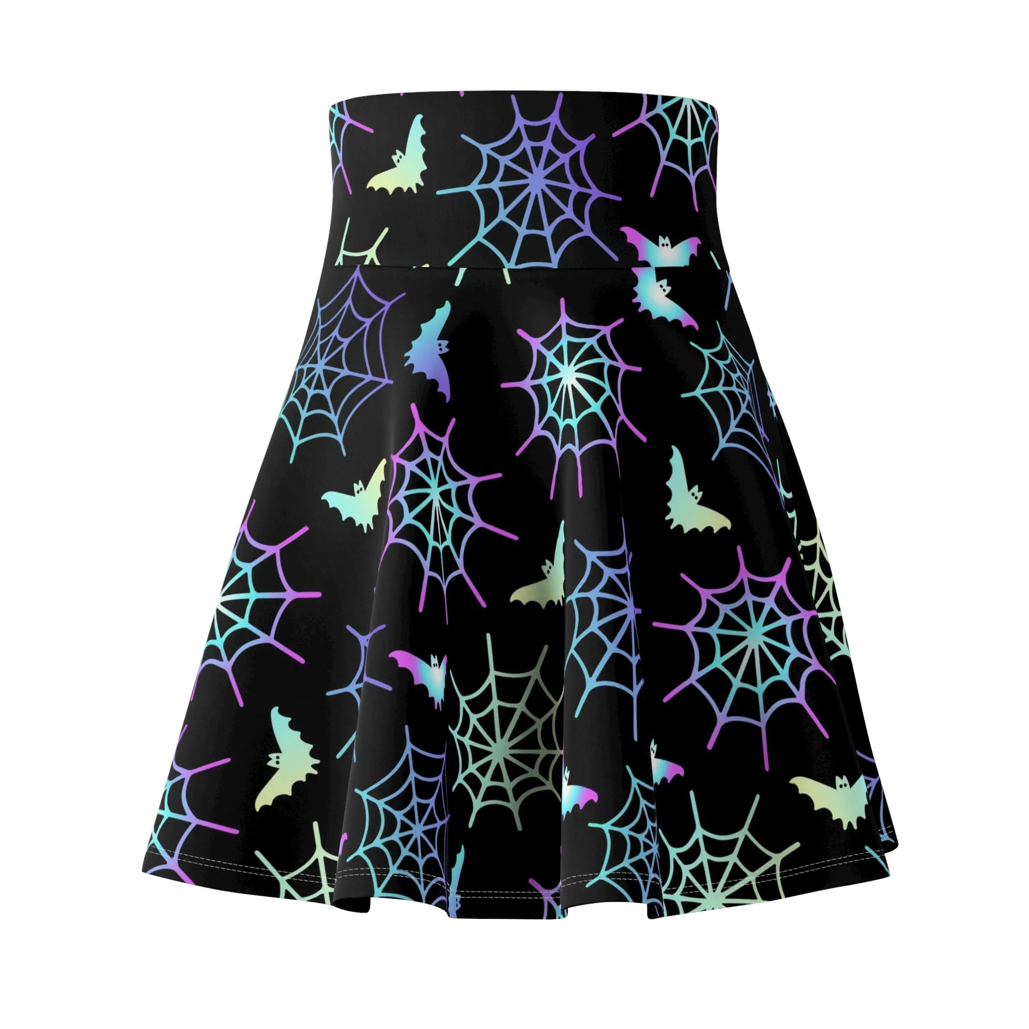 Neon Bats and Spiders Skater Skirt