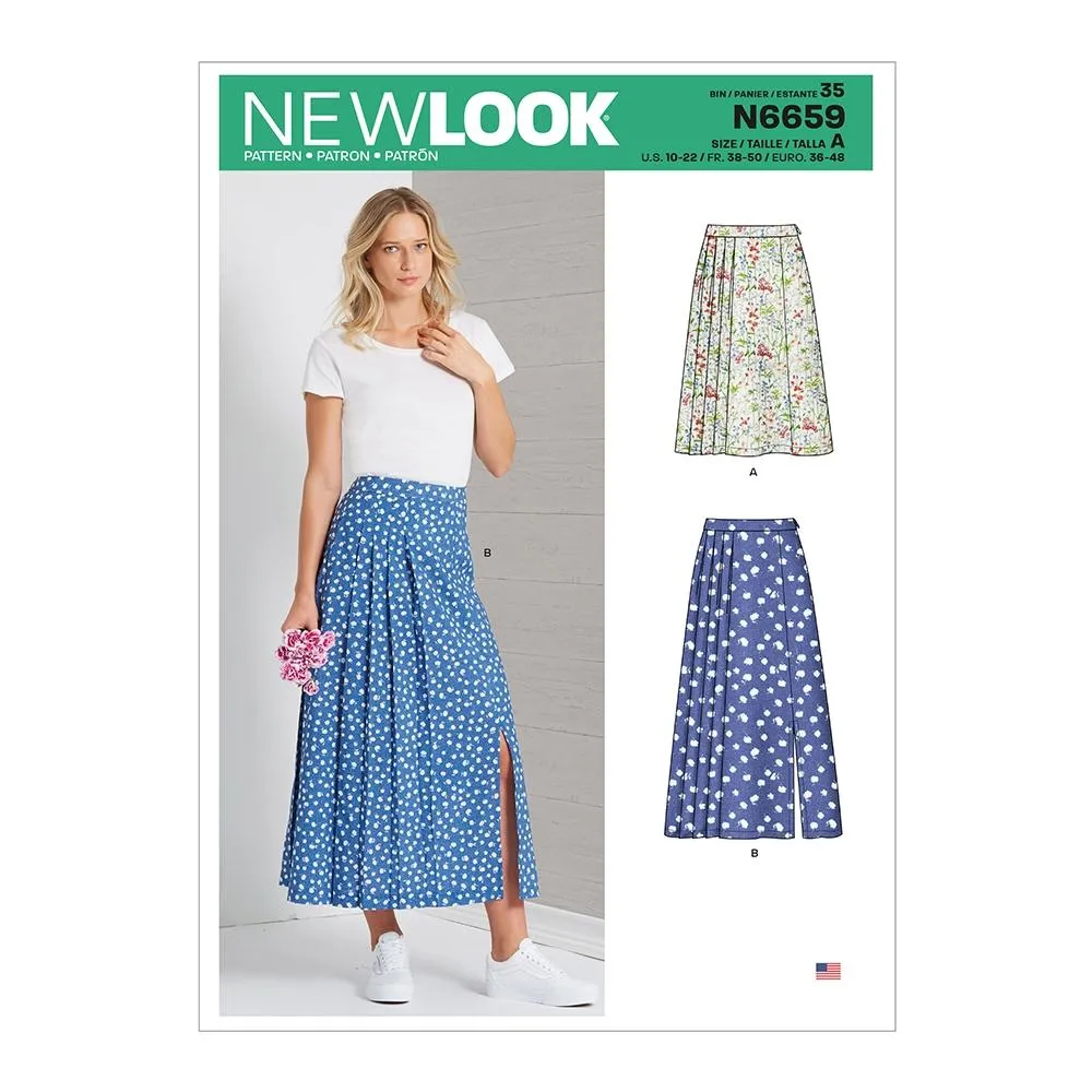 Newlook Pattern N6659 Misses' Pleated Skirt With Or Without Front Slit Opening