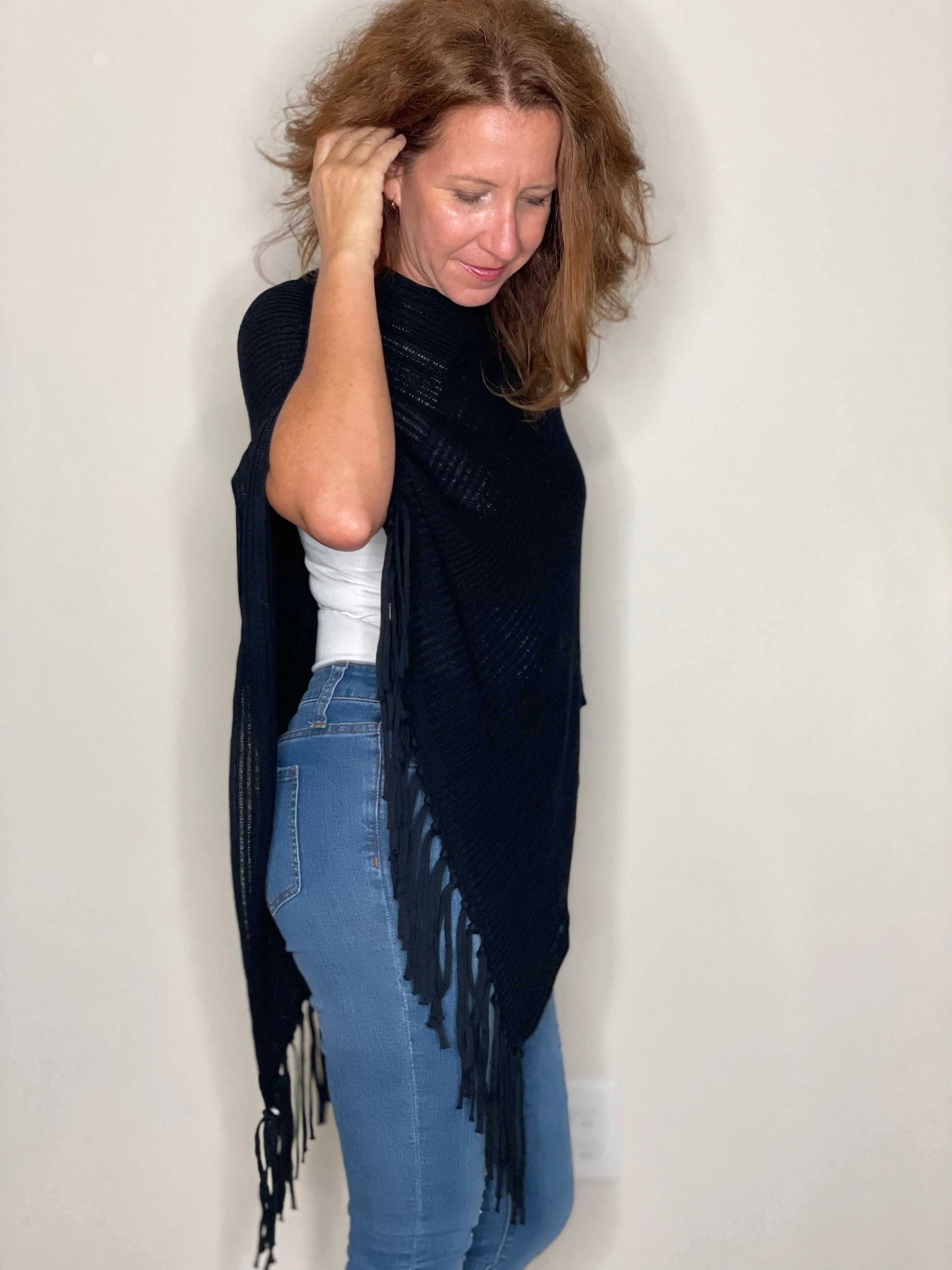 Olympia Poncho in Black