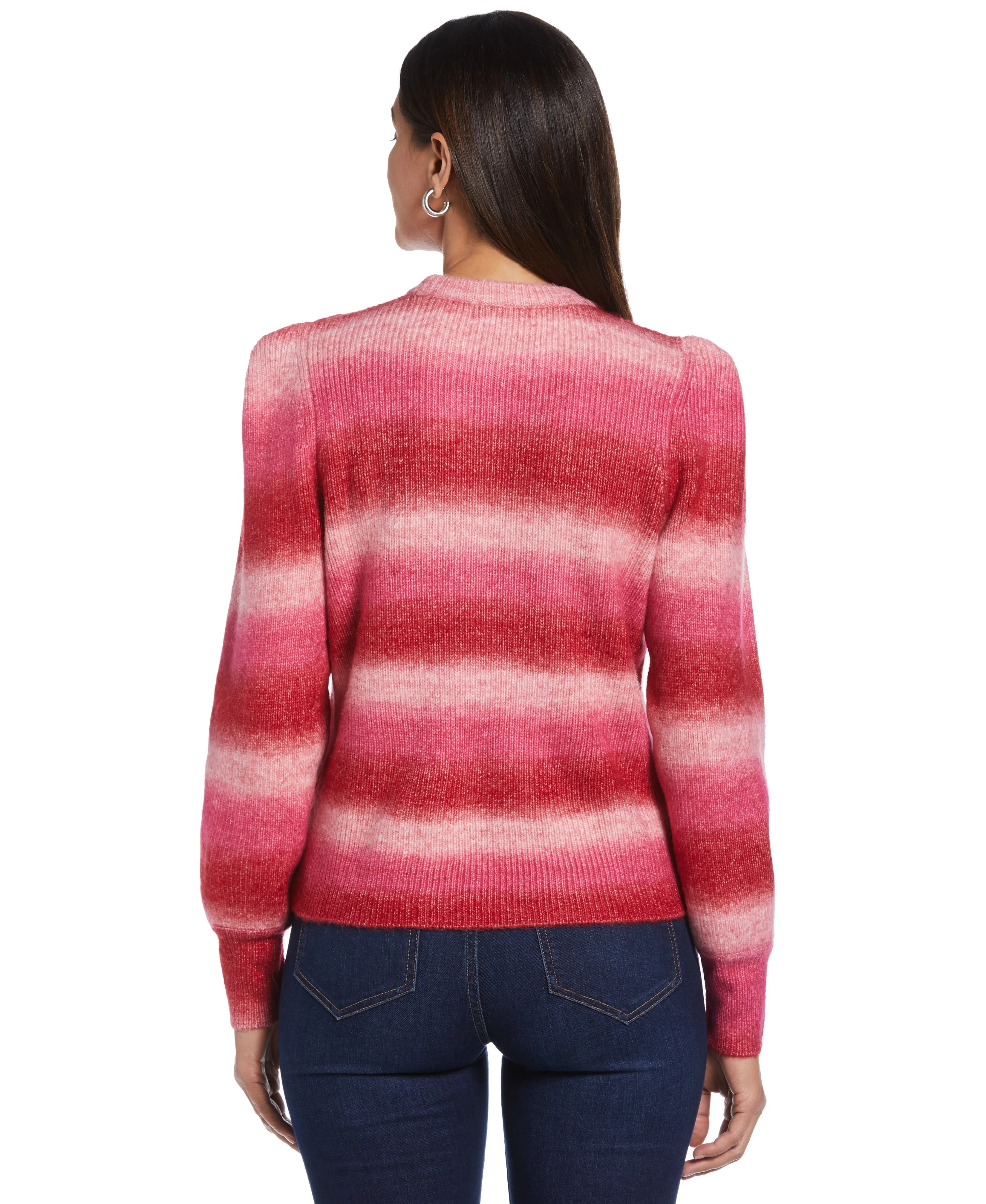 Ombre Stripe Puff Sleeve Sweater