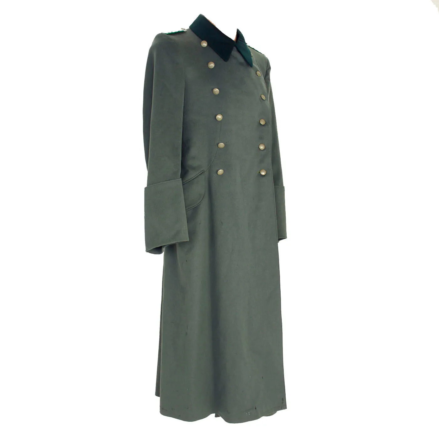 Original German WWII German Panzergrenadier Major Officer's Wool Greatcoat by Michael Hollfelder of Ansbach