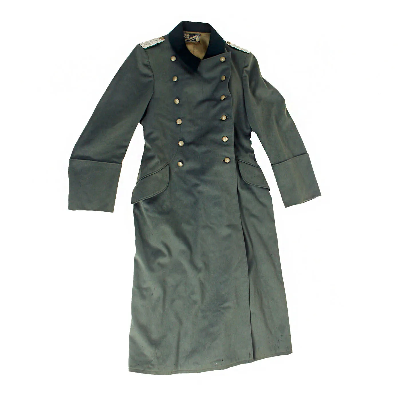 Original German WWII German Panzergrenadier Major Officer's Wool Greatcoat by Michael Hollfelder of Ansbach