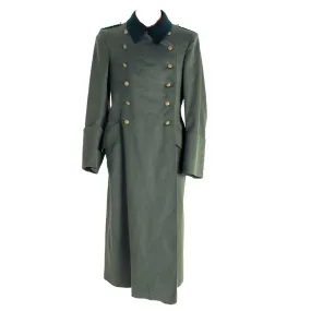 Original German WWII German Panzergrenadier Major Officer's Wool Greatcoat by Michael Hollfelder of Ansbach