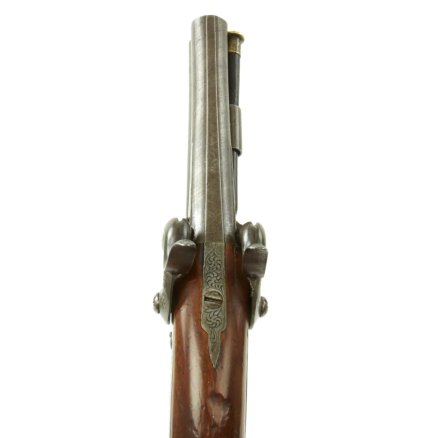 Original Italian Double Barrel Over Under Percussion Overcoat Pistol by Micheloni of Brescia c. 1840