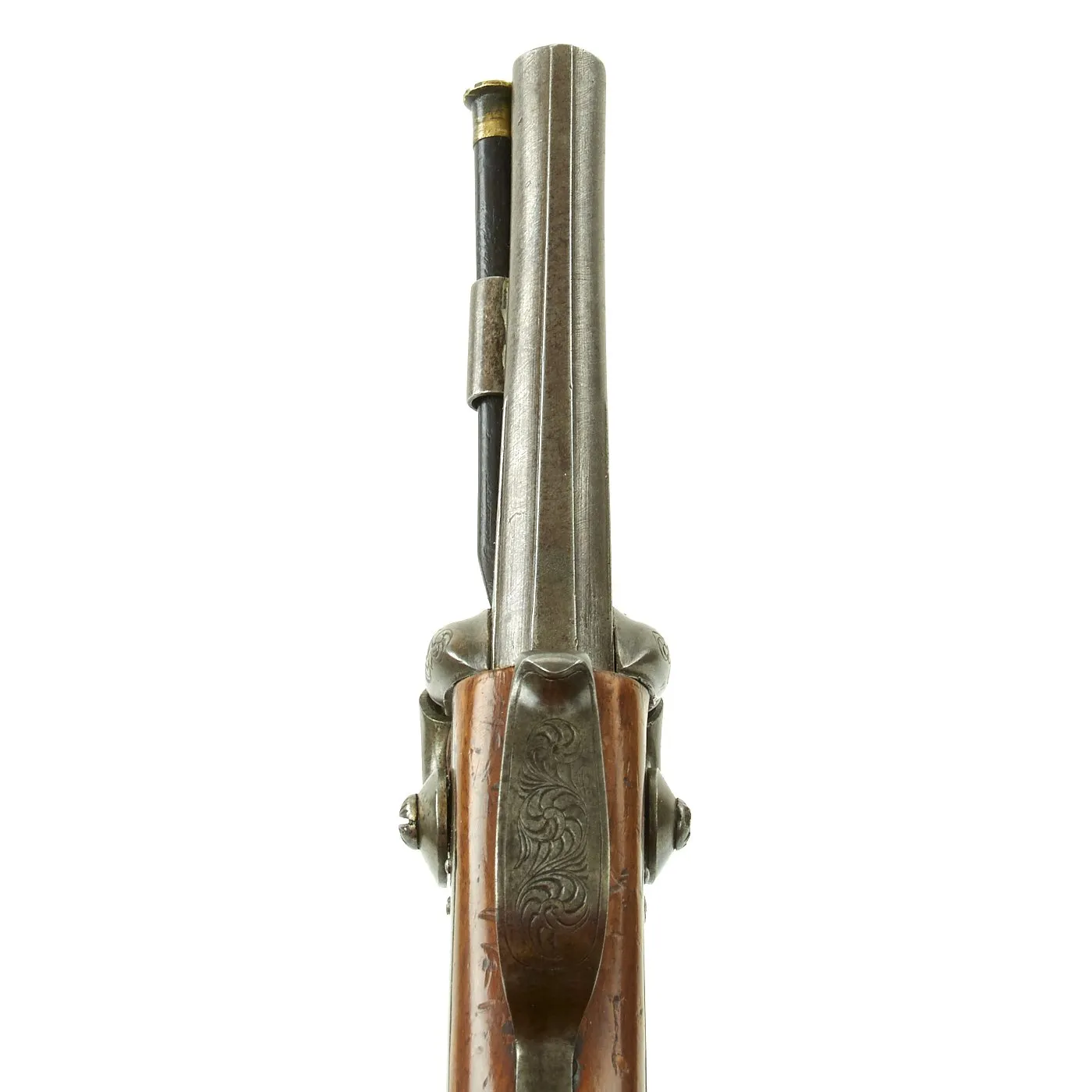 Original Italian Double Barrel Over Under Percussion Overcoat Pistol by Micheloni of Brescia c. 1840