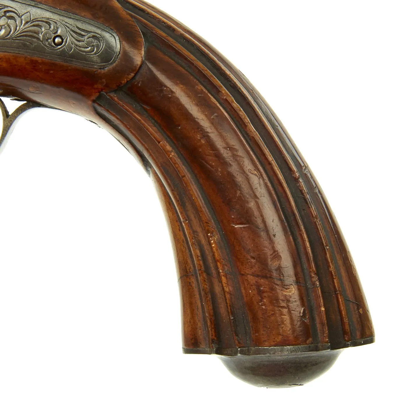 Original Italian Double Barrel Over Under Percussion Overcoat Pistol by Micheloni of Brescia c. 1840