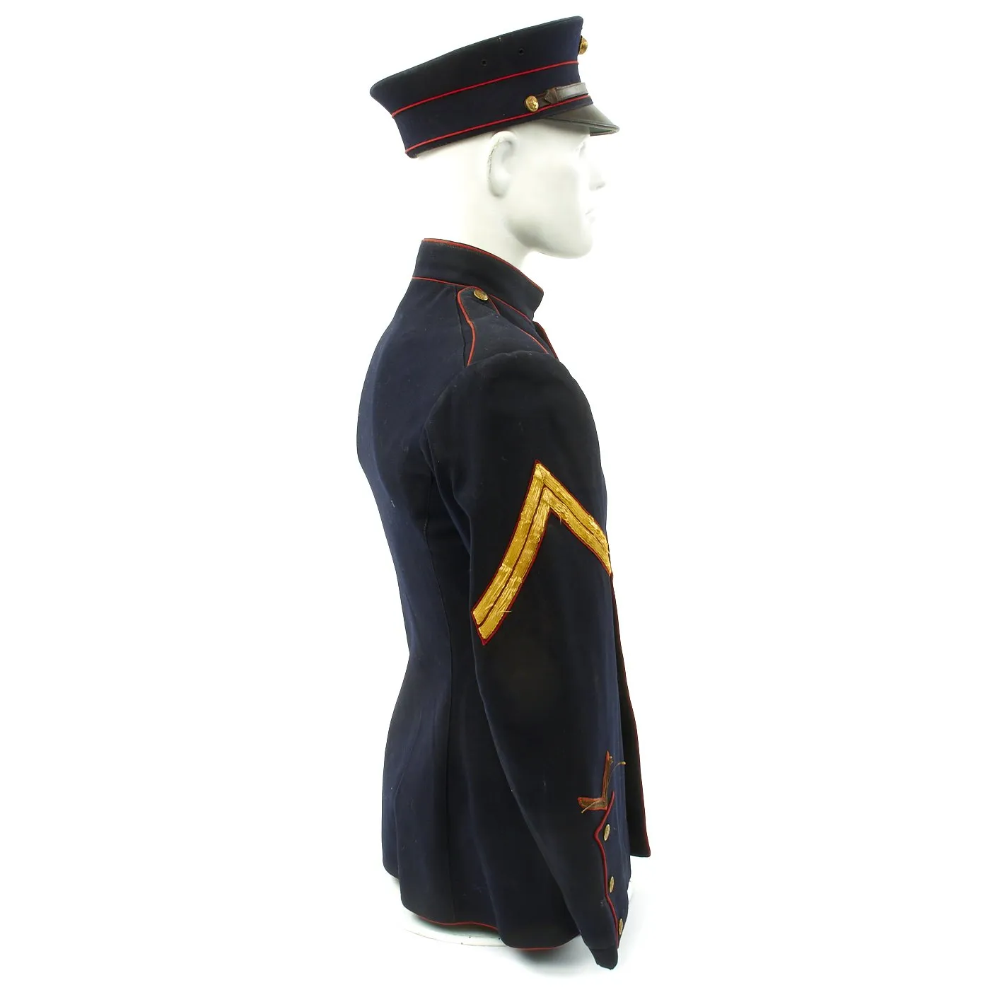 Original U.S. WWI USMC Dress Blues Corporal Uniform with Cap and Photo