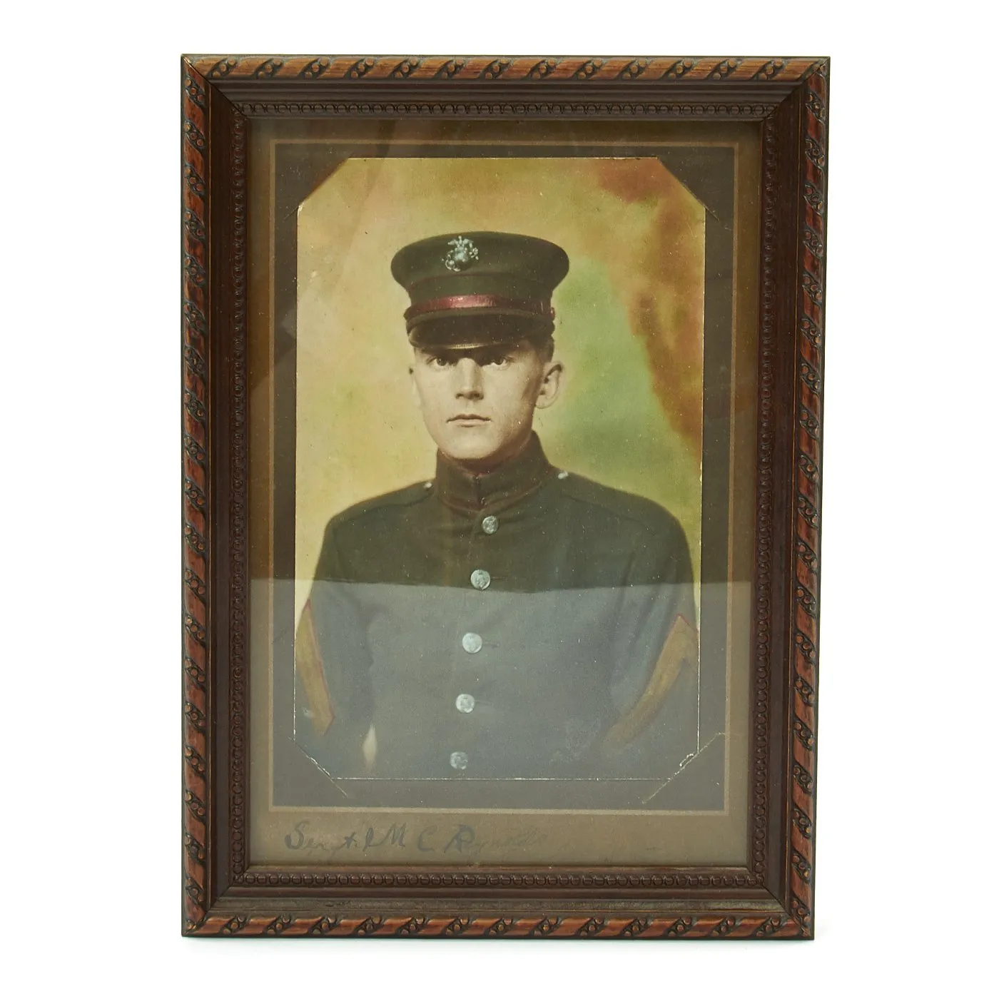 Original U.S. WWI USMC Dress Blues Corporal Uniform with Cap and Photo