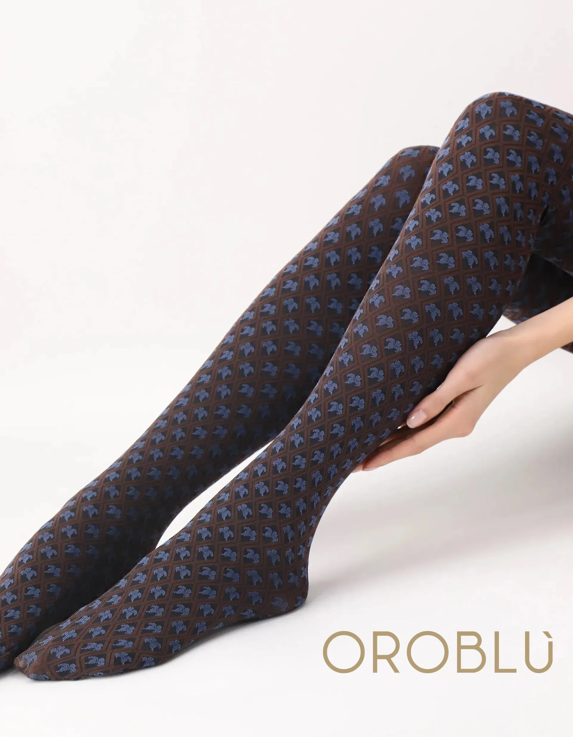 Oroblu Tiny Patterns Tights Chocolate/Ocean VOBC67905