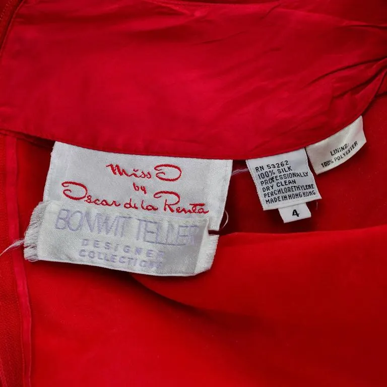 Oscar de la Renta Vintage Red Silk Dress from Bonwit Teller 4/6