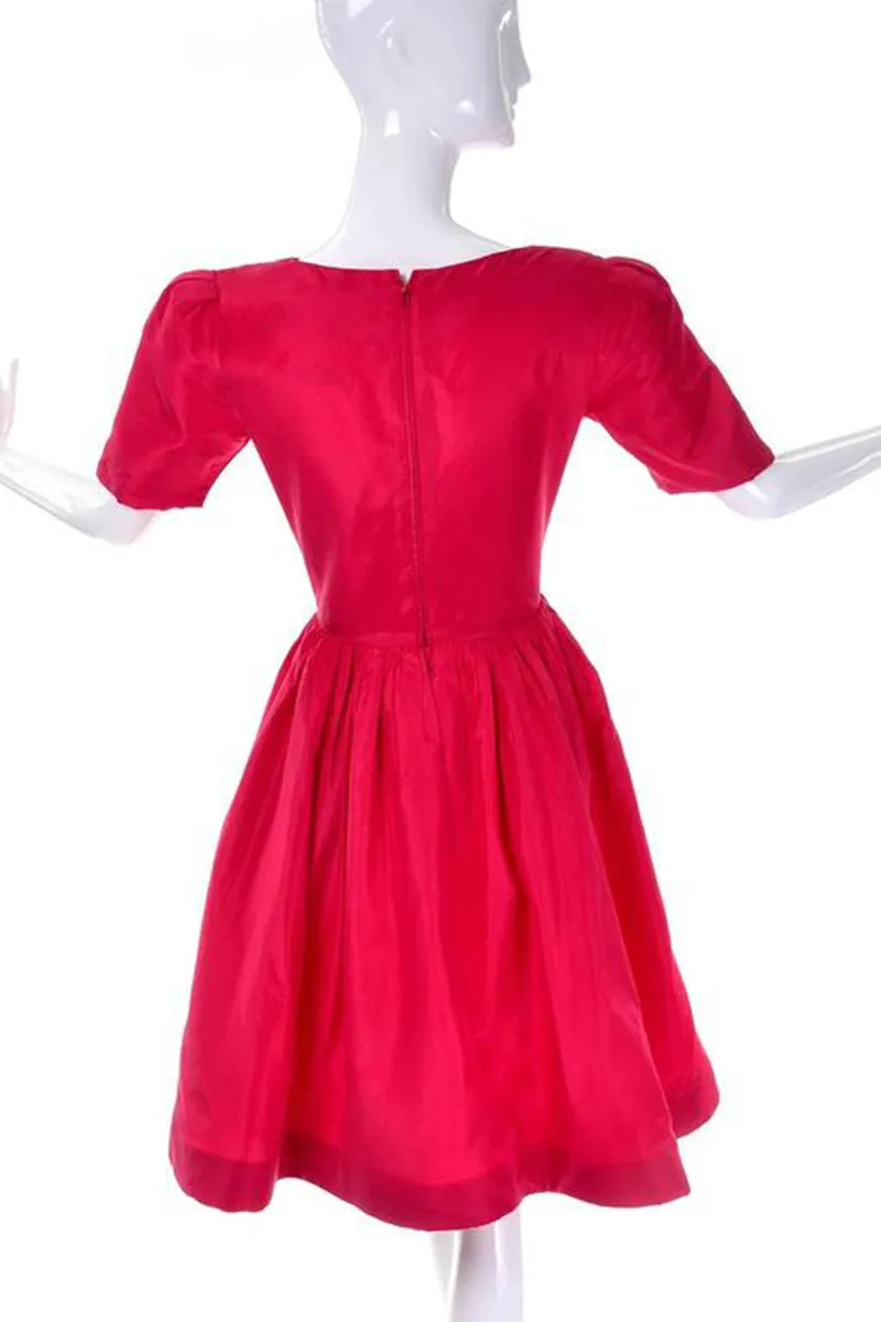 Oscar de la Renta Vintage Red Silk Dress from Bonwit Teller 4/6