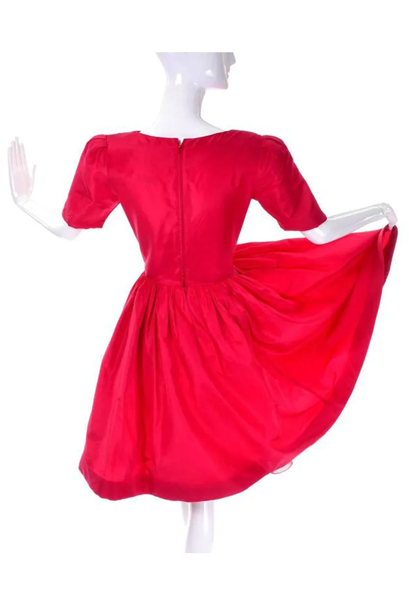 Oscar de la Renta Vintage Red Silk Dress from Bonwit Teller 4/6