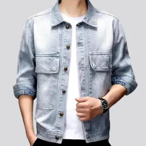 Oversized sanded men's denim jacket