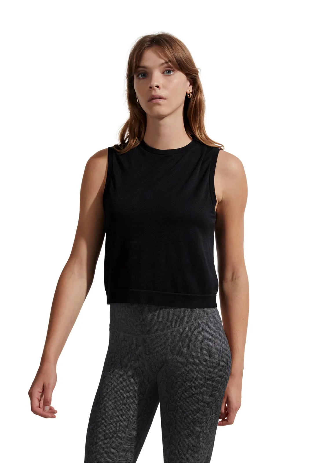 Page Seamless Crop Tank Black