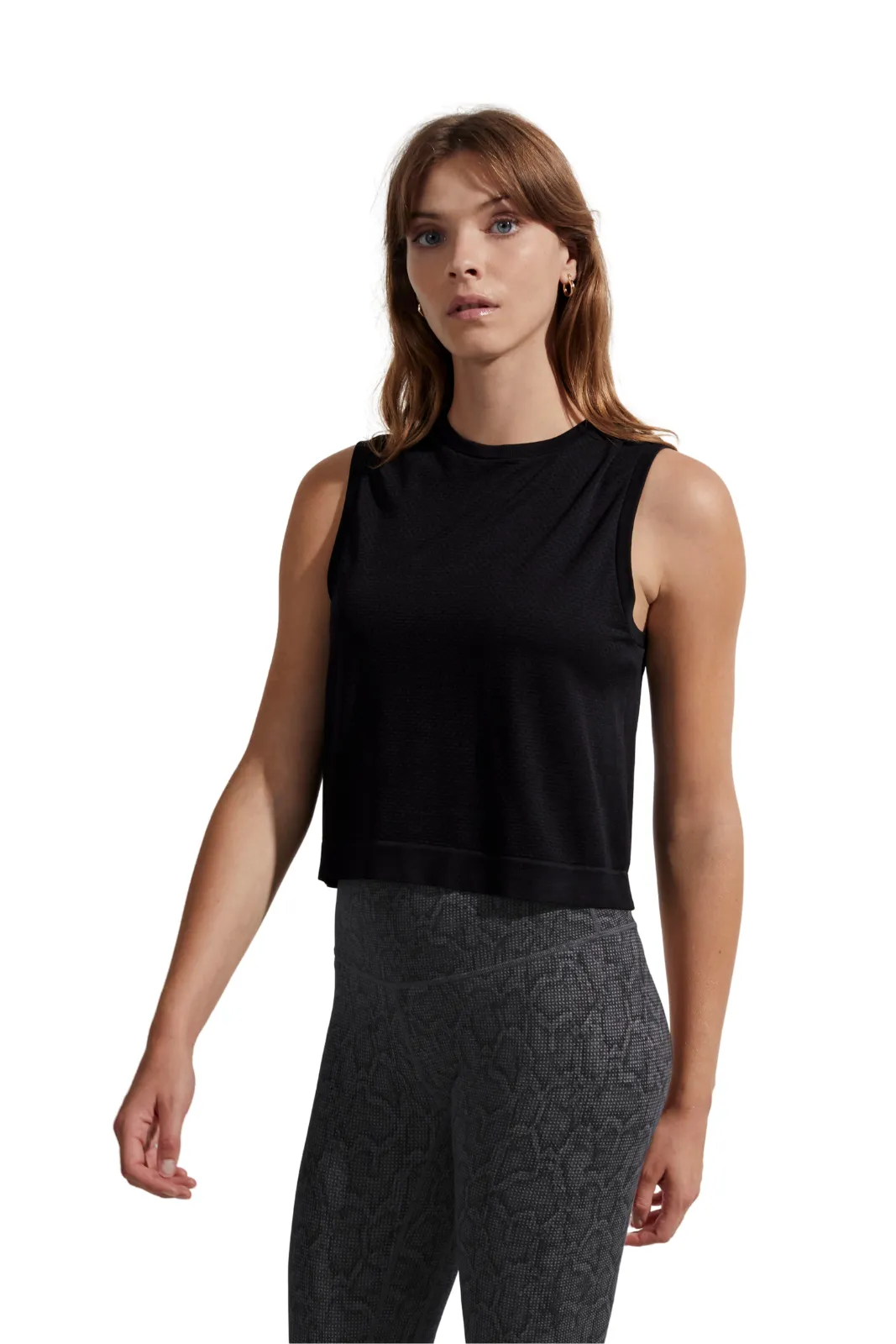 Page Seamless Crop Tank Black