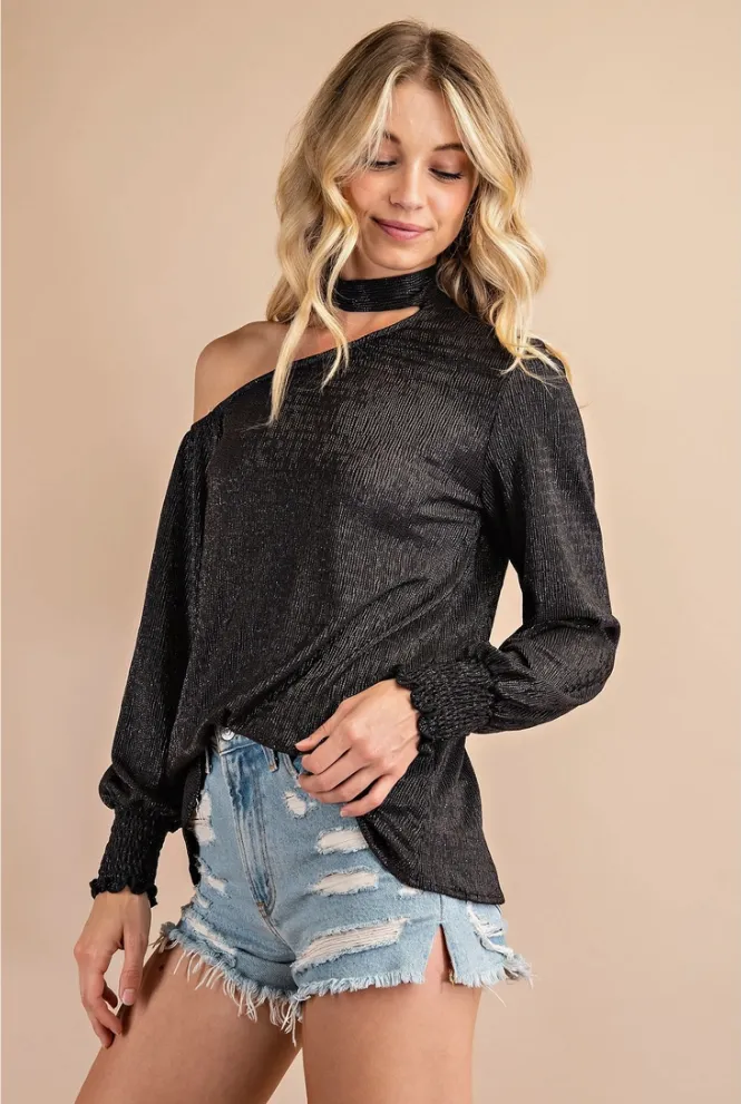 Party Girl Black Asymmetric Top